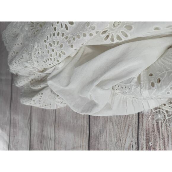 Kobi Halperin Eyelet Crochet Embroidered Midi Dress Womens Small White Tie Back - Picture 8 of 14